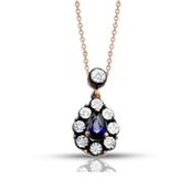 Altınbaş Elmas Safir Damla Kolye