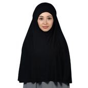 Altobeh Hazır Türban Peçeli Pratik Eşarp Tesettür Nikaplı Hijab - Namaz Örtüsü Sufle (3XL), Siyah