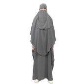 Altobeh Sultanbaş Nikaplı Çarşaf Cilbab Khimar Abaya Kolu Lastikli Hakim Yaka Peçeli Medine İpek Kot Ferace