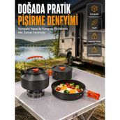 Alüminyum Kamp Pişirme Seti Katlanabilir Kulplu Çaydanlık Tencere Ta Outdoor Yemek Seti