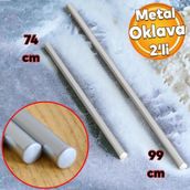 Aluminyum Metal Oklava 2Li Set 99-74 Cm Borek Hamur Yufka Acma Silindir Yuvarlak Uzun Kisa Mutfak