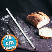 Alüminyum Metal Oklava Tekli 74 cm Mutfak Börek Hamur Un Yufka Açma Silindir Yuvarlak Krom Renk