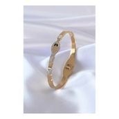 AlyaStore 316L Çelik Gold Renk Yılan Model Zirkon Taş Detay Kadın Kelepçe