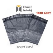 Ambalaj İstanbul 30*38+5 Cepli Kargo Poşeti 1000 ADET - 18S-Siyah
