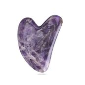 Ametist%100 Doğal Taş Kalp Gua Sha Yüz Masaj Aleti Cilt Masajı Taşı Guasha Board