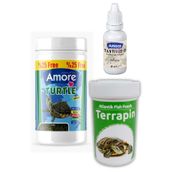 AMORE Kaplumbağa Yemi 125ml, terrapin 100 ml, Multivitamin Seti