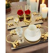 Amour Gold Lüks Swarovski Söz Nişan Tepsisi BRONZ