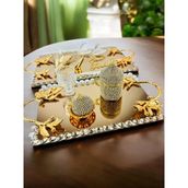 Amour Gold Lüks Swarovski Söz Nişan Tepsisi Kırmızı