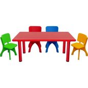 Anaokulu Kreş Aktivite Masası 4 Sandalyeli Set - Metal Ayaklı Çocuk Masa Takımı - Kırmızı