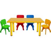 Anaokulu Kreş Aktivite Masası 4 Sandalyeli Set - Metal Ayaklı Çocuk Masa Takımı - Sarı