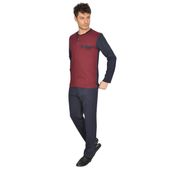 ANCELO Erkek Uzun Kollu Pamuk Pijama Takım, Lacivert ve Bordo Renk Seçenekleri, Düğmeli Yaka, Rahat Kesim, Çeyize Uygun 1032 (BORDO, XL)
