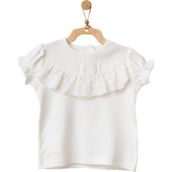 Andy Wawa AC21753 Ekru 1-3 Ay Kız Bebek Önden Fırfırlı Detaylı Beyaz T-Shirt