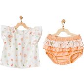 Andywawa AC21526R Kız Bebek Ekru Desenli Alt Üst Takım