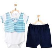 Andywawa AC21554R Erkek Bebek Balina Motifli Papyonlu Tulum Şort Takımı