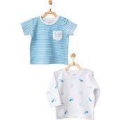 Andywawa AC21561R Erkek Bebek Balina Motifli 2'li Tişört Takımı