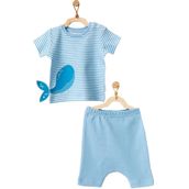 Andywawa AC21564R Erkek Bebek Balina Motifli Mavi Alt Üst Takım
