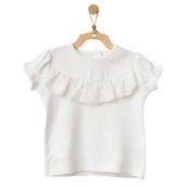 Andywawa AC21753 Kız Bebek Önden Fırfırlı Detaylı Beyaz T-shirt