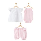 Andywawa AC21795R Kız Bebek Ördek Desenli 3'lü Alt Üst Takım
