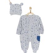 Andywawa AC22148REP Erkek Bebek Gri Desenli Romper Set Tulum Takımı