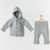 Andywawa AC24335 Knitwear Grey Melange Bebek Triko Takım