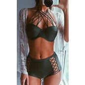 Angelsin Haki Yeşil Yüksek Bel Bikini Alt