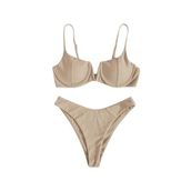 Angelsin Üstü V Göğüs Dekolteli Bikini Takım Bej 36