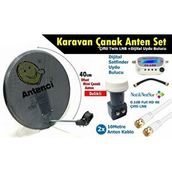 Antenci 40cm Delikli Karavan Çanak Anten Seti Çiftli LNB +Digital Uydu Bulucu