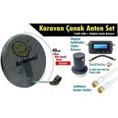Antenci 40cm Delikli Karavan Çanak Anten Seti + Divisat Dijital Uydu Bulucu