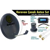 Antenci 40cm Karavan Çanak Anten Seti + Divisat Dijital Uydu Bulucu