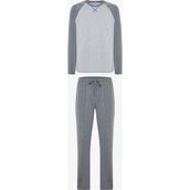 Antrasit Erkek Uzun Kollu Pamuklu Pijama Takımı - Renkli