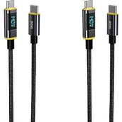 Aohi Magline 140W Type-C to Type-C 1.2 mt PD 3.1 480 MBPS 2'li Led Ekranlı Naylon Örgülü Süper Hızlı Şarj ve Data Kablosu Seti
