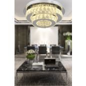 Apliqa 3905-02-CH Ardenia 2 Katlı Krom 3 Renkli Kristalli Ledli Modern Salon Led Avize
