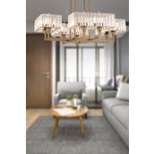 Apliqa Brambles 8'li Eskitme Kristalli Taşlı Modern Tasarım Kristal Salon Avize