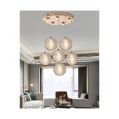 Apliqa Edward 6'lı 70 Watt Yuvarlak Gold Ledli Modern Salon Avize