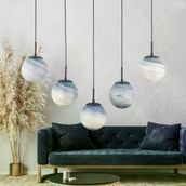 Apliqa Efser Modern Oturma Odası-Salon Yuvarlak Sarkıt 5'li Sıralı Avize