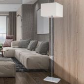 Apliqa Layana Beyaz Şapkalı Krom Dekoratif Modern Tasarım Ayaklı Oturma Odası Salon Lambader