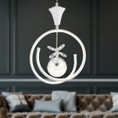 Apliqa Mengü Tekli Beyaz Krom 3 Renkli 36 Watt Ledli Modern Oturma Odası Koridor Salon Led Avize