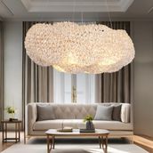 Apliqa Pansy 60'lik Bulut Gold Kaplamalı Modern Tasarım Salon Kristal Sarkıt Avize