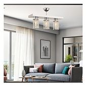 Apliqa Peter 3'lü Sıralı Krom Kristalli Taşlı Modern Tasarım Kristal Salon Avize