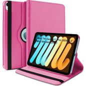 Apple iPad Mini 7 A17 Pro (A2993-A2995) Uyumlu Dönebilen Pu Deri Standlı Tablet Kılıfı - Pembe