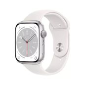 Apple Watch Series 8 45 mm Gümüş Alüminyum Kasa Beyaz Spor Kordon Akıllı Saat Teşhir- Outlet