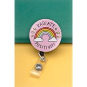 Apptakı Radiate Positivity Gökkuşağı Metal Buton Yoyo Yaka Kartığı Kart Tutucu Yoyo Kartlık - MBY0075