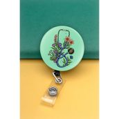Apptakı Steteskop Çiçek Metal Buton Yoyo Yaka Kartığı Kart Tutucu Yoyo Kartlık - MBY0157