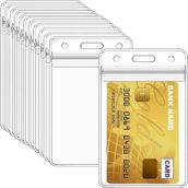 Aputue kart koruyucu card protector, 50 adet dikey şeffaf PVC kimlik tutucu, su geçirmez kilitli fermuarlı yaka kartı kabı, okul ve ofis için dayanıklı plastik kılıfı koruması düzenleyici