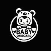 Arabada Bebek Var Resim Sticker Yapıştırma