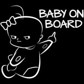 Arabada bebek Var Sticker Etiket 17CM beyaz
