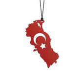 Araç İçi Dikiz Aynası Süsü Türkiye Haritası 9X4 Cm Kırmızı