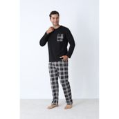 Arc Erkek Pijama Takımı Büyük Beden Battal Uzun Kol Ekose Pamuklu Mevsimlik