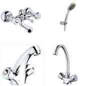 Arçe Klasik Çevirmeli Banyo + Kuğu Evye + Kartal Lavabo Bataryası + Duş Takımı