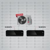 Arçelik 1+2 Multi Sistem Klima / 24100 Md Pro Dış Ünite ( 12.000 Btu Siyah Iç Ünite + 18.000 Btu Siyah Iç Ünite )